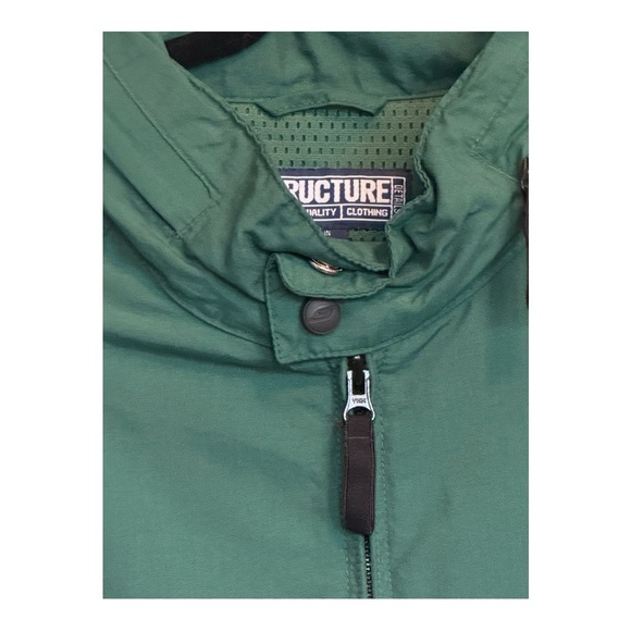 Structure Mens Size XL Zip Up Jacket Green Hidden Hood Adjustable Very Nice - Picture 3 of 15